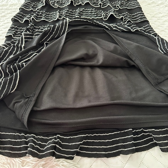 Max Studio Black White Ruffle Mini Dress Small Indie Sleaze Monochrome - Picture 12 of 16